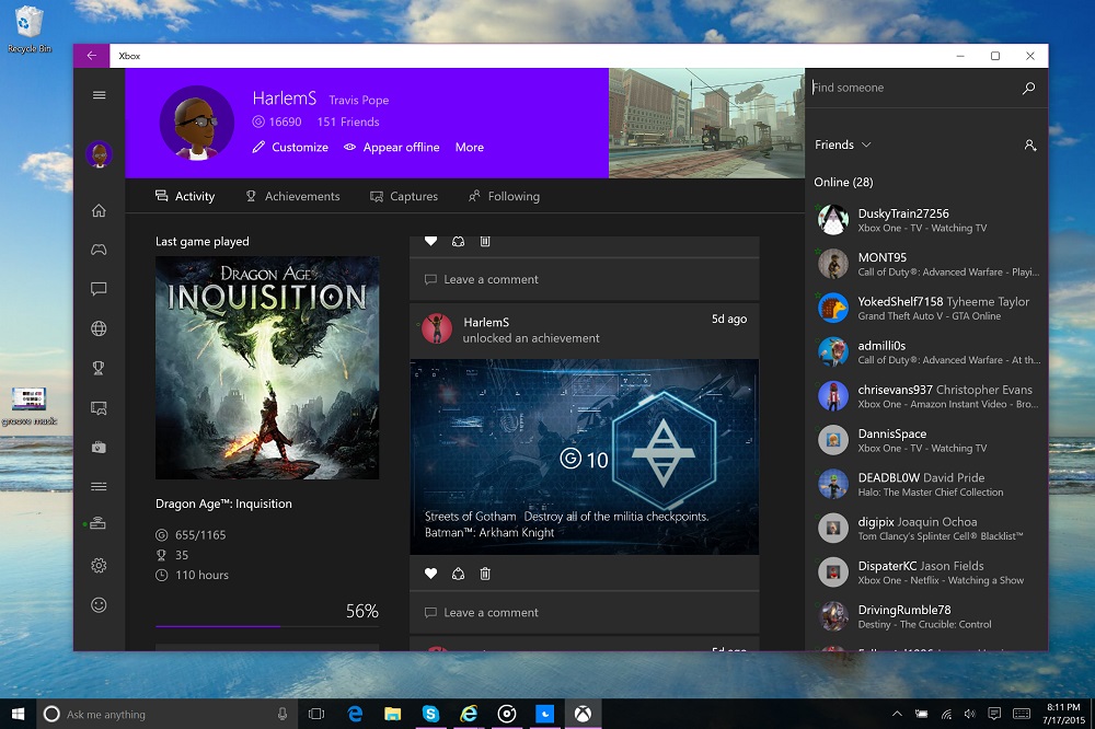 Xbox on Windows 10